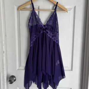 Avidlove Purple Lace Babydoll Chemise Lingerie Slip NWT SMALL